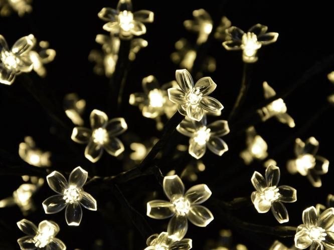 Dekoracyjne LED drzewo z kwiatami, ciepły biały